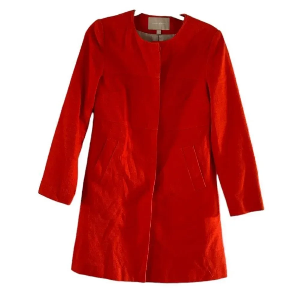 Banana Republic Orange Textured Lined Long Blazer Size XS